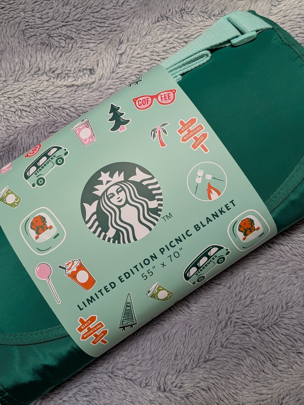 Starbucks Limited Edition Picnic Blanket - Teal/Mint BNWT